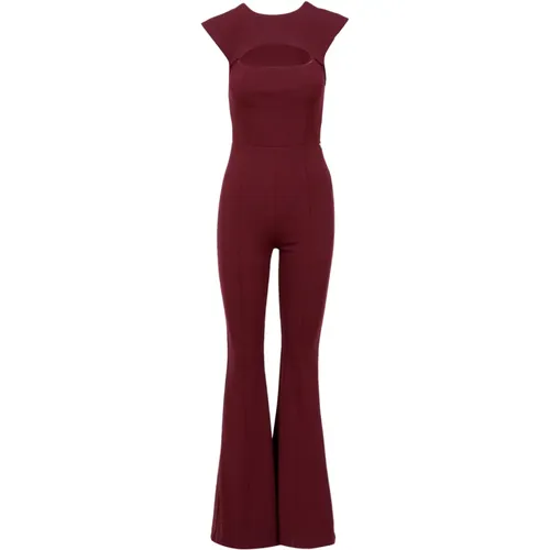 Roter Jumpsuit mit ausgestellter Hose und Schulterpolstern , Damen, Größe: M - Aniye By - Modalova