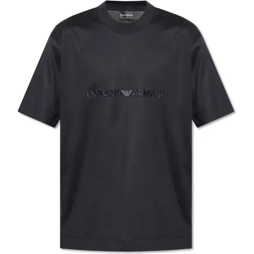 T-Shirt mit gesticktem Logo - Emporio Armani - Modalova