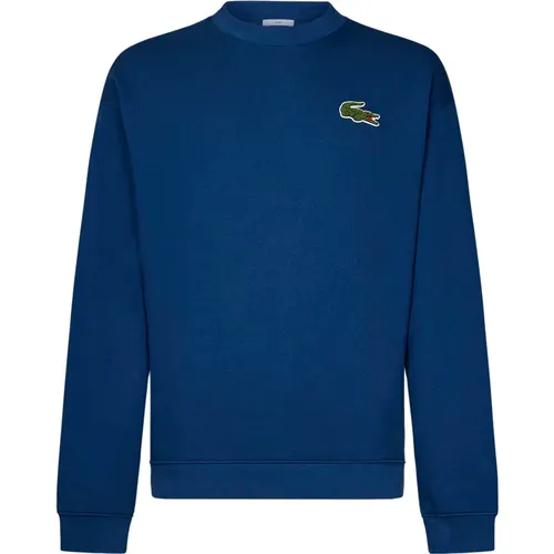 Blauer Rippstrickpullover mit Krokodilabzeichen , Herren, Größe: S - Lacoste - Modalova