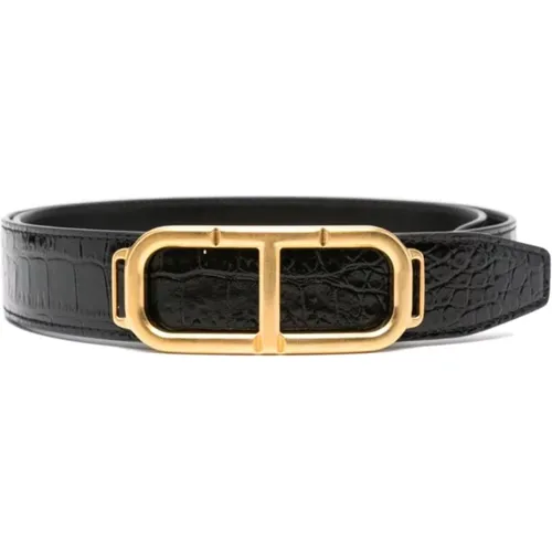 Crocodile Embossed Leather Belt , male, Sizes: 105 CM - Tom Ford - Modalova