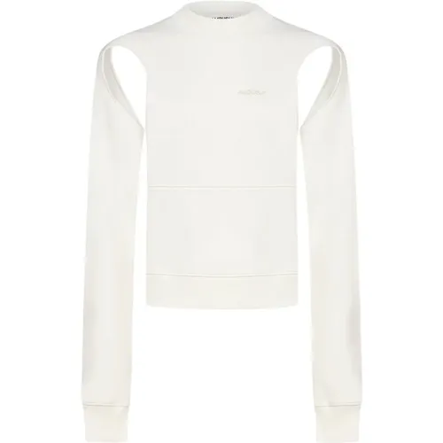Weiße Baumwoll-Sweatshirt mit Langen Ärmeln , Damen, Größe: S - Ambush - Modalova