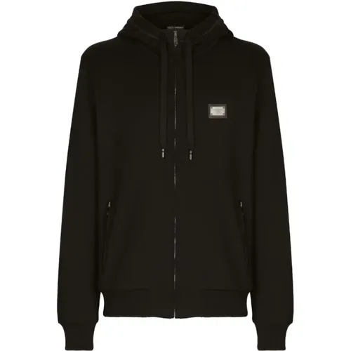 Zip-Up Jersey Hoodie , Herren, Größe: L - Dolce & Gabbana - Modalova