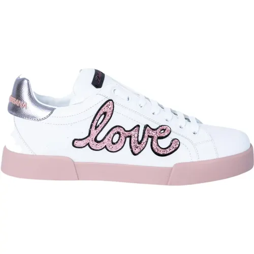 Portofino Love Sequins Sneakers , Damen, Größe: 41 1/2 EU - Dolce & Gabbana - Modalova