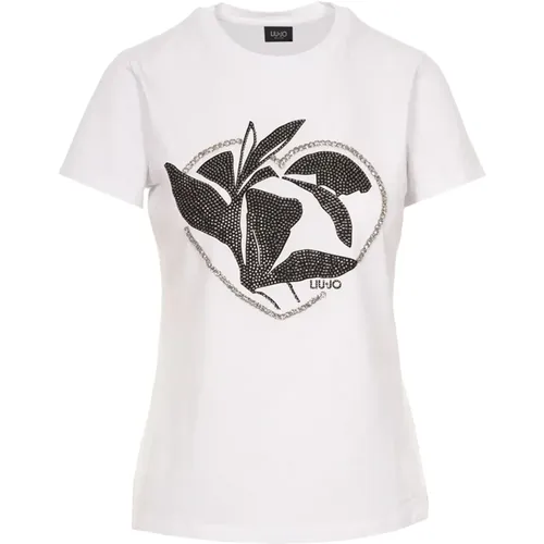 Damen T-Shirt mit Strassdruck , Damen, Größe: S - Liu Jo - Modalova