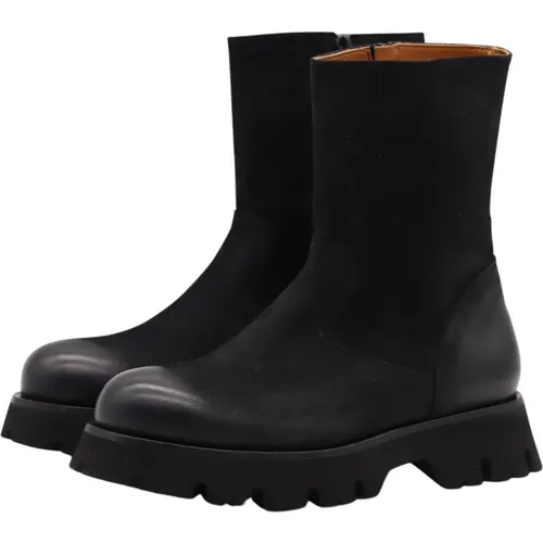 Leather Boots Rounded Toe Zipper , female, Sizes: 4 UK - Thea Mika - Modalova
