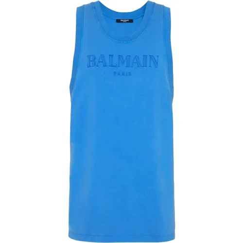 Besticktes Vintage Tanktop , Herren, Größe: XS - Balmain - Modalova