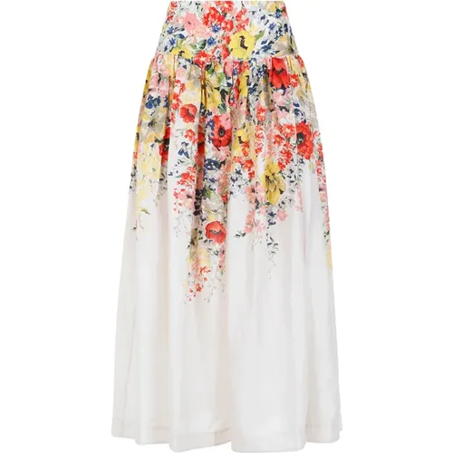 Floral Linen Midi Skirt , female, Sizes: S - Zimmermann - Modalova