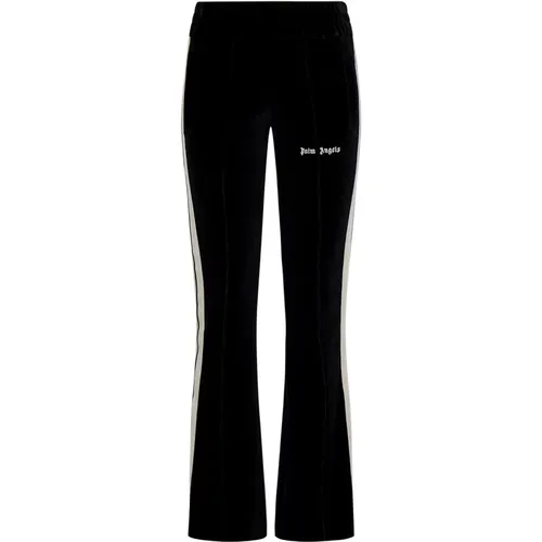 Schwarze Hose mit elastischem Bund und ausgestelltem Saum , Damen, Größe: L - Palm Angels - Modalova