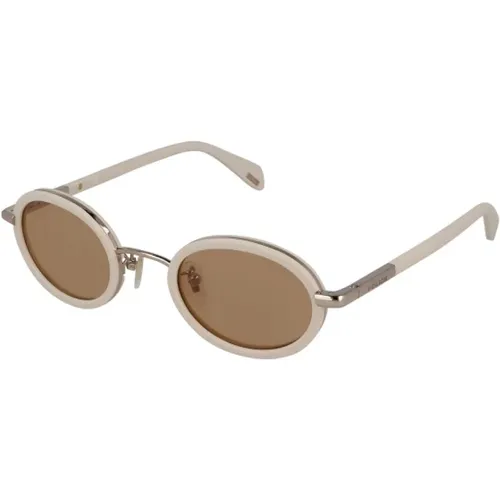 Goldene Metallsonnenbrille für Frauen , Damen, Größe: 53 MM - Police - Modalova