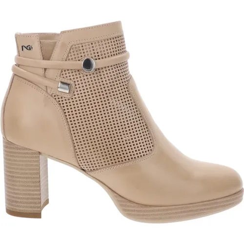 Leather Zip Closure Women's Ankle Boots , female, Sizes: 4 UK, 5 UK, 7 UK, 2 UK, 3 UK - Nerogiardini - Modalova