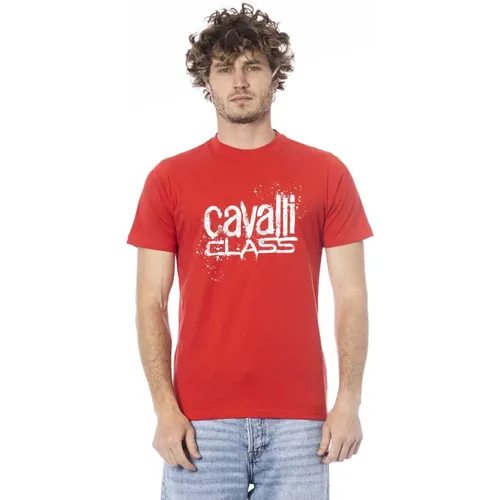 Einfaches T-Shirt mit Logoaufdruck , Herren, Größe: L - Cavalli Class - Modalova