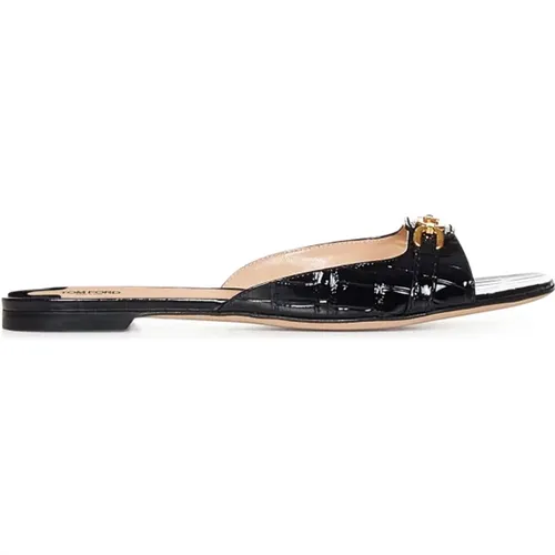 Crocodile Slide Sandals , female, Sizes: 3 UK, 4 UK - Tom Ford - Modalova