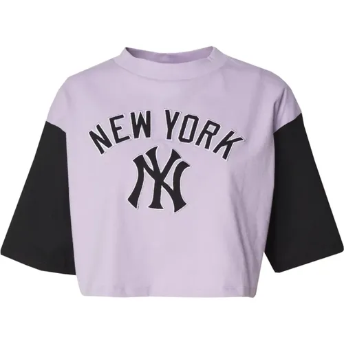 Yankees MLB Lifestyle Lila Crop Tee , Damen, Größe: L - new era - Modalova