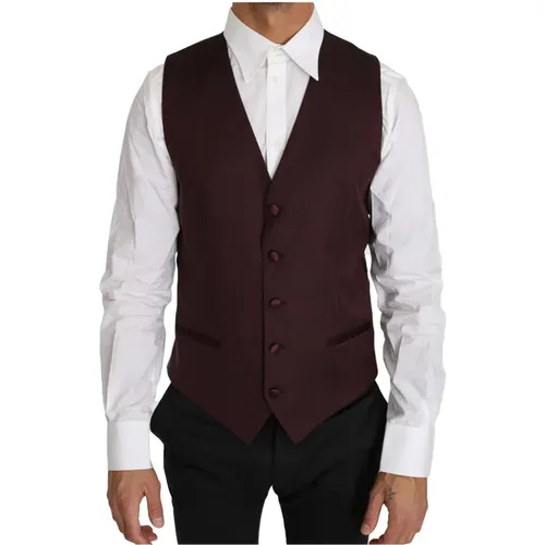 Luxury Pattern Wool Silk Vest , male, Sizes: M - Dolce & Gabbana - Modalova