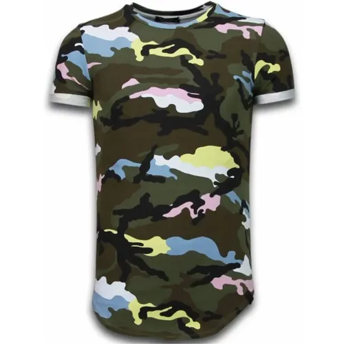 Camouflage Lang Fit Shirt Army - Herren T-Shirt - Up-T127P , Herren, Größe: L - True Rise - Modalova
