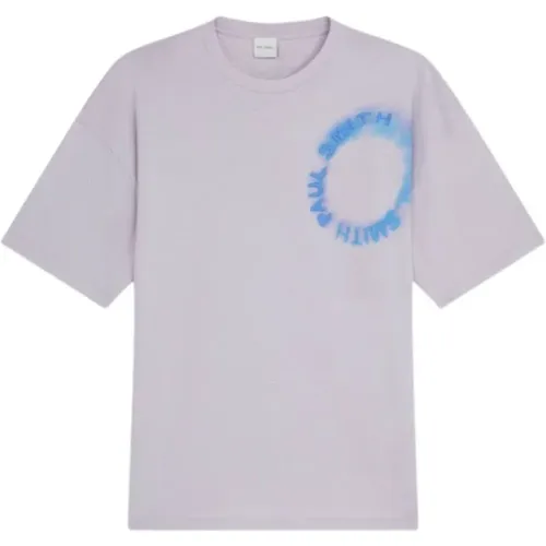 Hellblaues T-Shirt mit Rundhalsausschnitt und Solar Flare Logo , Herren, Größe: M - Paul Smith - Modalova