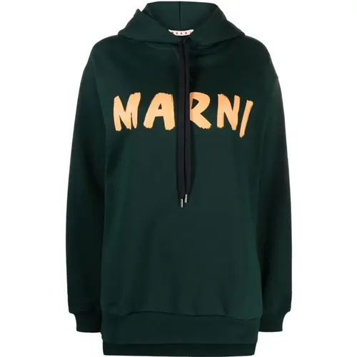 Hoodie with Drawstring and Iic Logo , female, Sizes: M, XS - Marni - Modalova