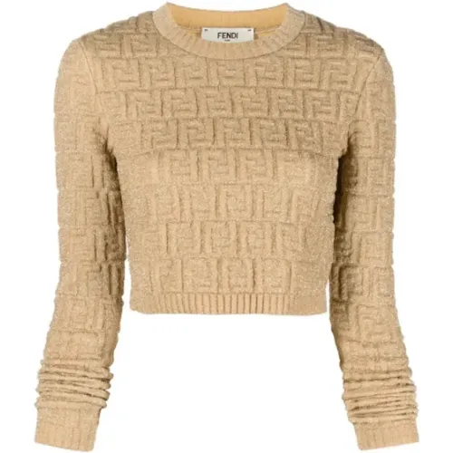 Stylish Knitted Round Neck Pullover , female, Sizes: S - Fendi - Modalova