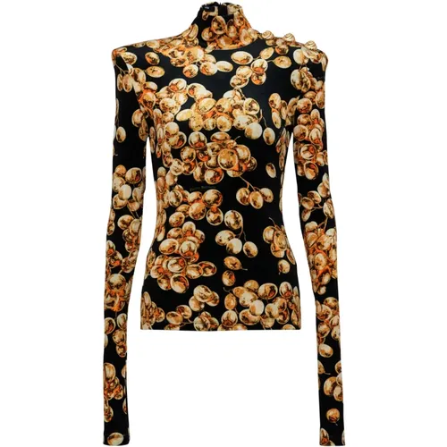 Top aus Samt mit Raisin-Print - Balmain - Modalova