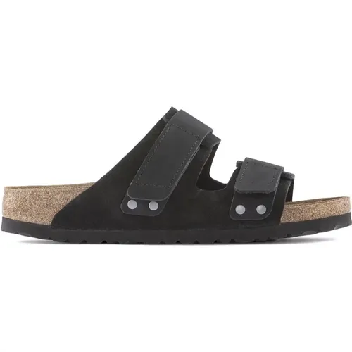 Schwarze Wildleder- und Nubuk-Sandale UJI , Herren, Größe: 44 EU - Birkenstock - Modalova