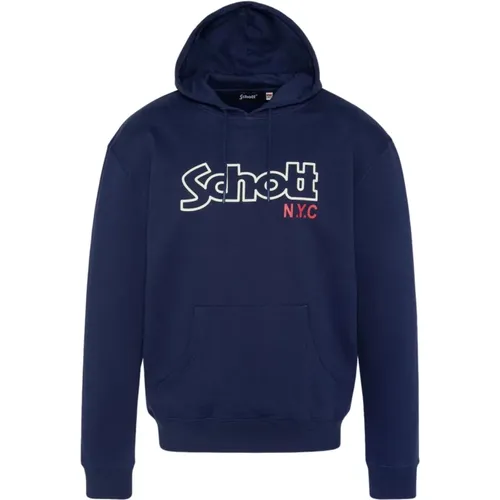 Ikonic Sidney Hoodie - Blau , Herren, Größe: XL - Schott NYC - Modalova