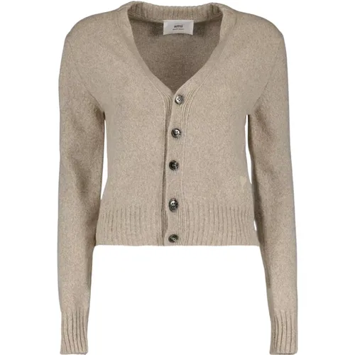 V-Ausschnitt Kaschmir Cardigan , Damen, Größe: XS - Ami Paris - Modalova