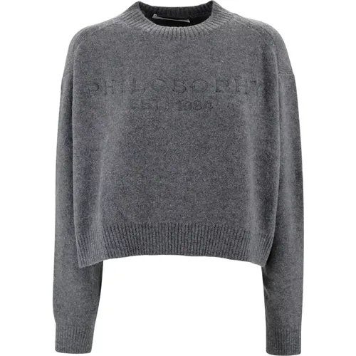 Knitted Logo Sweater Grey , female, Sizes: XS - Philosophy di Lorenzo Serafini - Modalova