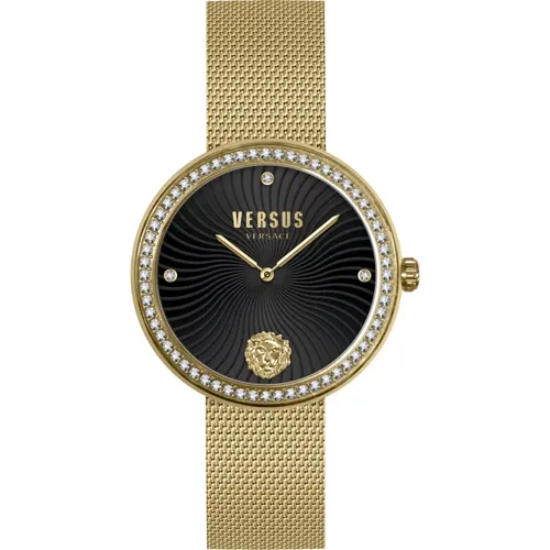 Elegant Black and Gold Mesh Watch , female, Sizes: ONE SIZE - Versus Versace - Modalova