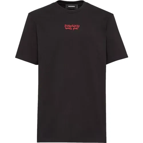 Logo Print T-shirt Schwarz , Herren, Größe: 3XL - Dsquared2 - Modalova