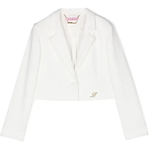Light Jackets,Weiße Jacken mit Goldfarbenem Logo-Plaque - Blumarine - Modalova