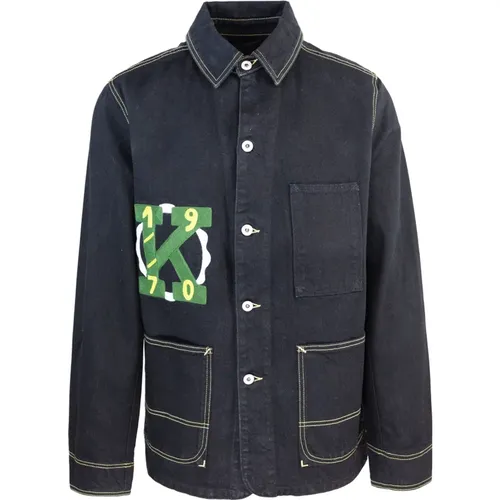 Denim Jacket with Contrast Stitching , male, Sizes: M, L - Kenzo - Modalova