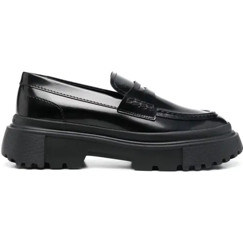 Schwarze Elegante Geschlossene Loafers - Hogan - Modalova