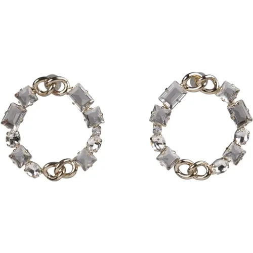 Multicoloured Stone Hoop Earrings , female, Sizes: ONE SIZE - Ermanno Scervino - Modalova