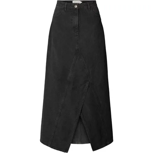 Denim Skirt with Cross-Over Slit , female, Sizes: XL, M, S, L, XS - Rabens Saloner - Modalova