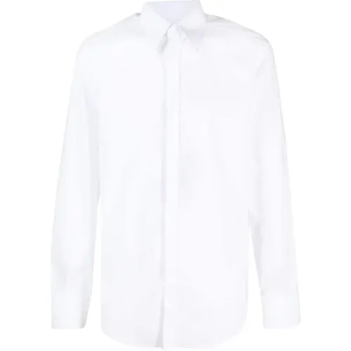 Weiße Slim Fit Hemd mit Spitzem Kragen und Langen Ärmeln , Herren, Größe: 2XL - Dolce & Gabbana - Modalova