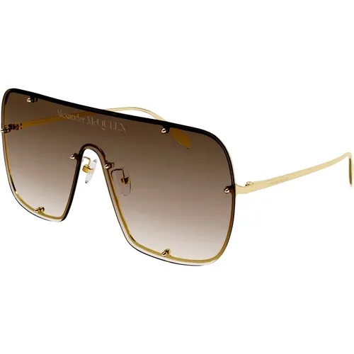 Gold/Brown Shaded Sunglasses - alexander mcqueen - Modalova