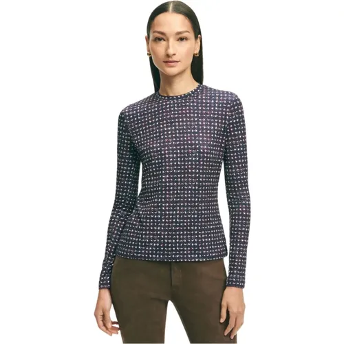 Mehrfarbiges Stretch-Polyester-Top , Damen, Größe: M - Brooks Brothers - Modalova