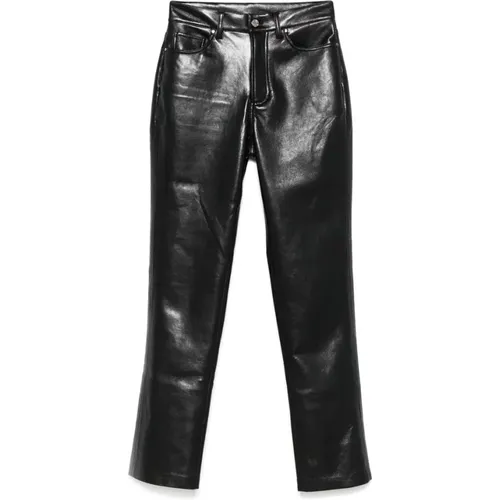 Schwarze Kunstleder High-Waist Jeans , Damen, Größe: W25 - Anine Bing - Modalova