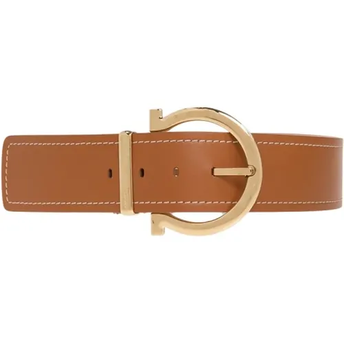 Leather belt with decorative buckle , Damen, Größe: 80 CM - Salvatore Ferragamo - Modalova
