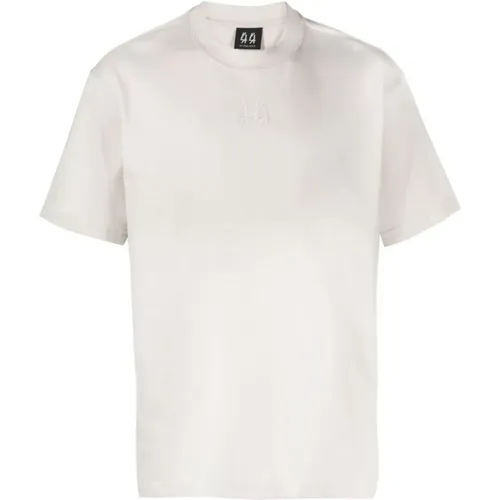 Cotton T-shirt with Logo Embroidery and Graphic Print , male, Sizes: M, S - 44 Label Group - Modalova