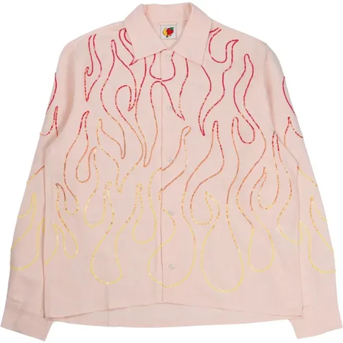 Embroidered Flame Shirt , male, Sizes: L, M, XL - SKY High Farm - Modalova