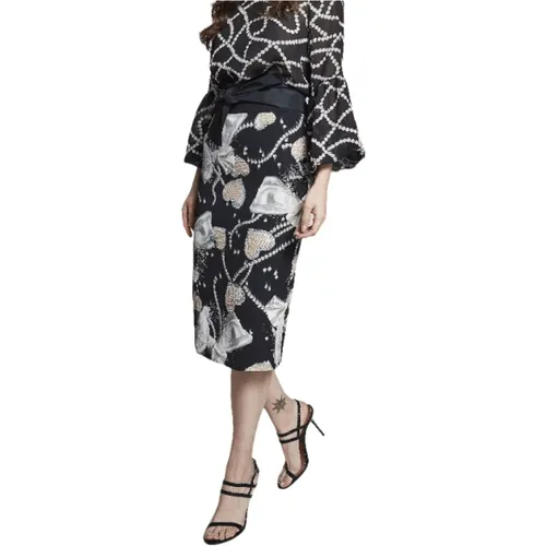 Printed High-Waisted Midi Skirt , female, Sizes: XL - Moskada - Modalova