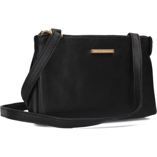 Schwarze Leder-Crossbody-Tasche - Fred de la Bretoniere - Modalova