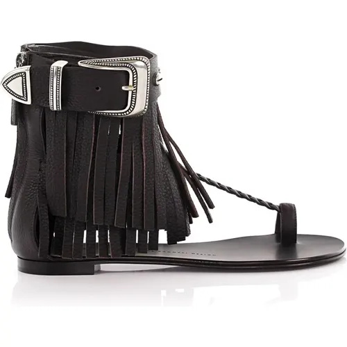 Riemchen sandal calf leather fringe , female, Sizes: 4 UK - giuseppe zanotti - Modalova