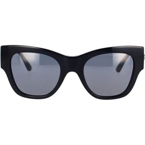 Cat-Eye Sunglasses in and Dark Grey , unisex, Sizes: 52 MM - Versace - Modalova