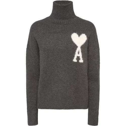 Grey Alpaca Wool Blend Sweatshirt , female, Sizes: S - Ami Paris - Modalova