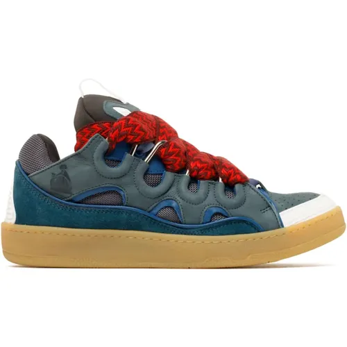 And Red Leather Curb Sneakers , male, Sizes: 6 UK - Lanvin - Modalova