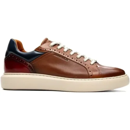 Leather Sneakers with Brogue Details , male, Sizes: 10 UK - Ambitious - Modalova