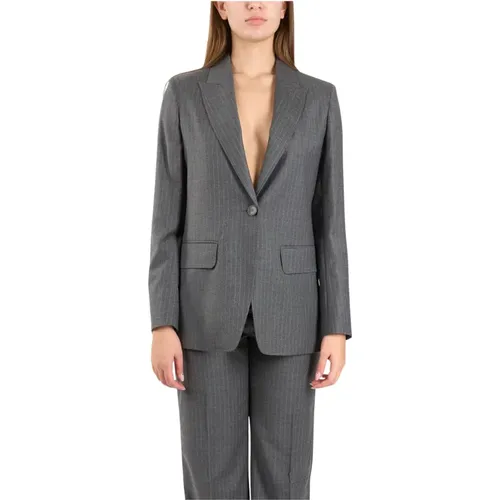 Wollflanell-Blazer Gerader Schnitt , Damen, Größe: S - Max Mara Studio - Modalova