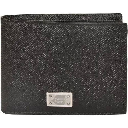 Schwarze Geldbörse aus genarbtem Leder mit Kartenfächern und Münzfach - Dolce & Gabbana - Modalova